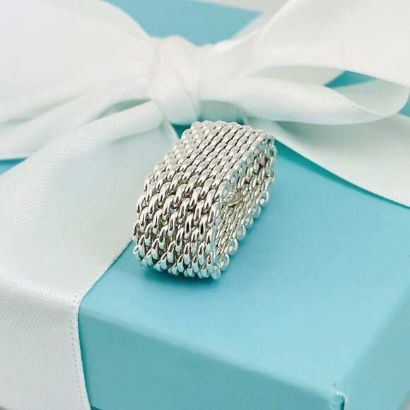 Size 6 Tiffany & Co Somerset Mesh Weave Ring in Sterling Silver - Picture 4 of 8